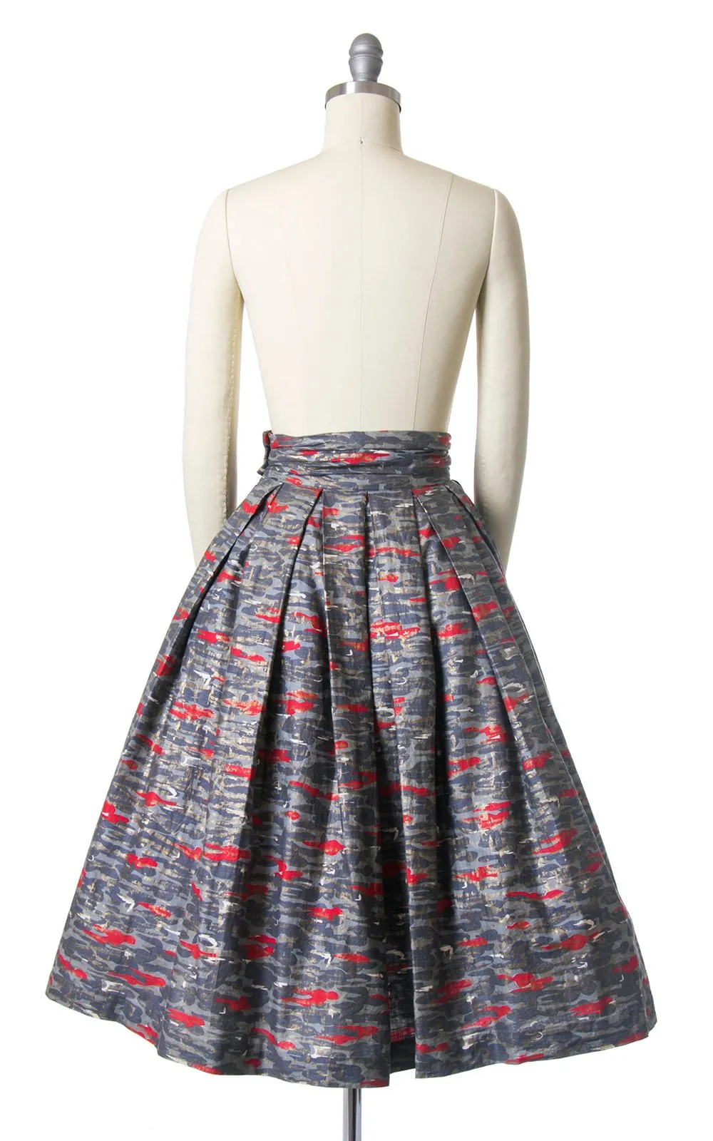 1950s Metallic Gold Abstract Camouflage Cotton Skirt | small