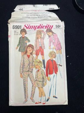 1966 Simplicity 6901 Sewing Pattern - Child's Pants, Shorts, Jacket and Skirt