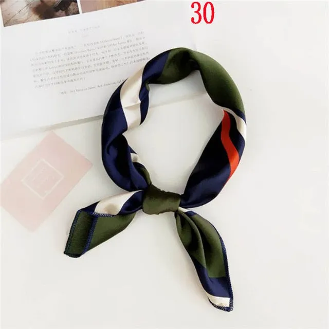 50*50cm Fashion Polka Dot Leopard Silk Scarf DIY New Styles Women Head Neck Small Square Scarf Satin Hair Ties Bands Neckerchief