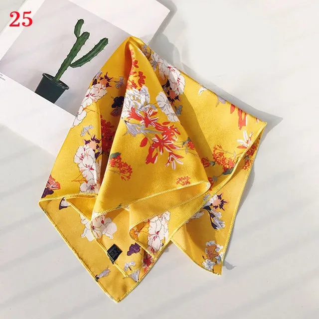50*50cm Fashion Polka Dot Leopard Silk Scarf DIY New Styles Women Head Neck Small Square Scarf Satin Hair Ties Bands Neckerchief