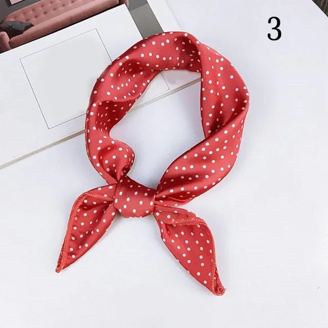 50*50cm Fashion Polka Dot Leopard Silk Scarf DIY New Styles Women Head Neck Small Square Scarf Satin Hair Ties Bands Neckerchief