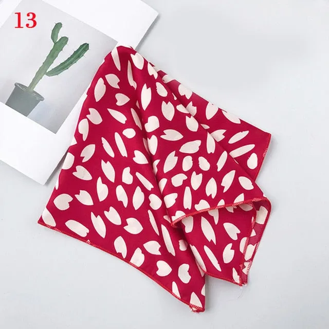 50*50cm Fashion Polka Dot Leopard Silk Scarf DIY New Styles Women Head Neck Small Square Scarf Satin Hair Ties Bands Neckerchief