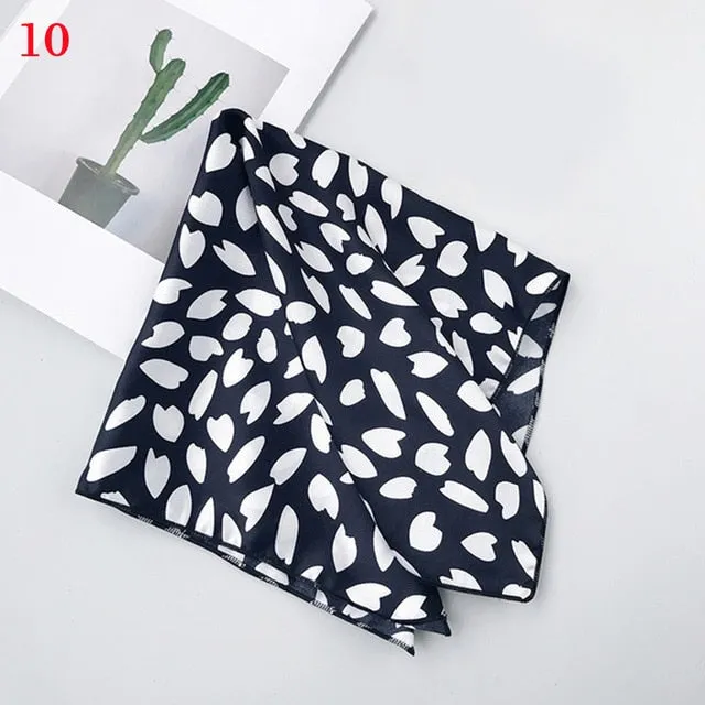 50*50cm Fashion Polka Dot Leopard Silk Scarf DIY New Styles Women Head Neck Small Square Scarf Satin Hair Ties Bands Neckerchief