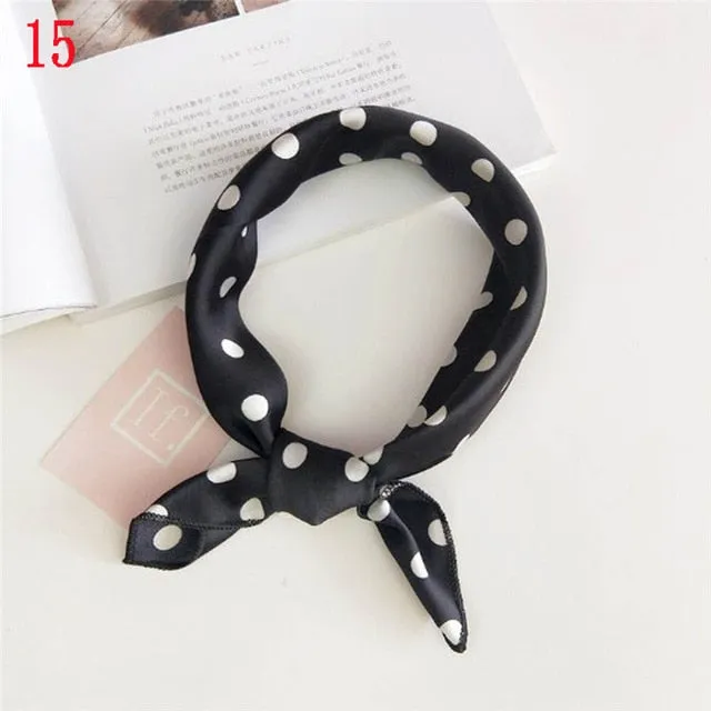 50*50cm Fashion Polka Dot Leopard Silk Scarf DIY New Styles Women Head Neck Small Square Scarf Satin Hair Ties Bands Neckerchief