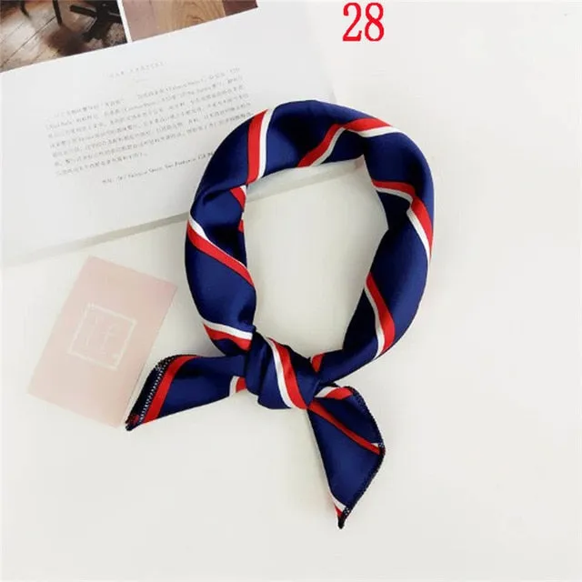 50*50cm Fashion Polka Dot Leopard Silk Scarf DIY New Styles Women Head Neck Small Square Scarf Satin Hair Ties Bands Neckerchief
