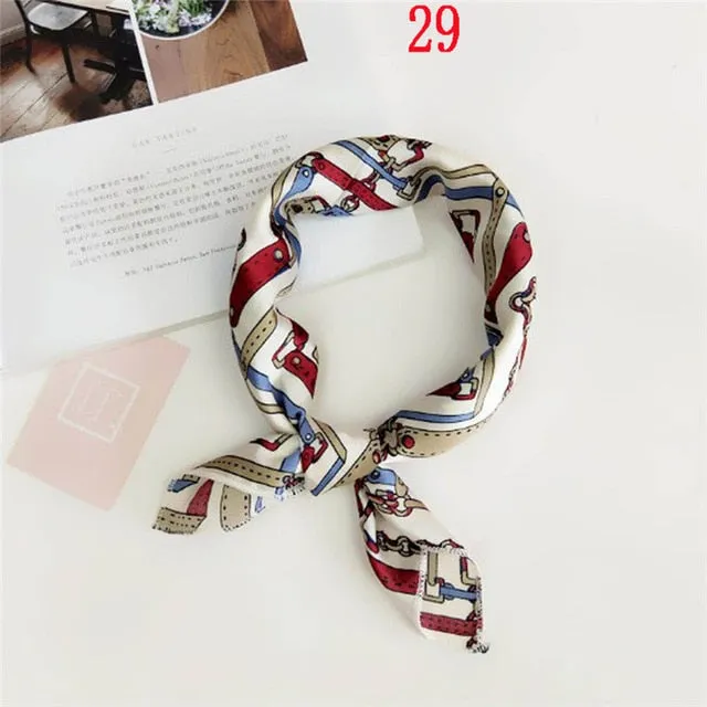 50*50cm Fashion Polka Dot Leopard Silk Scarf DIY New Styles Women Head Neck Small Square Scarf Satin Hair Ties Bands Neckerchief