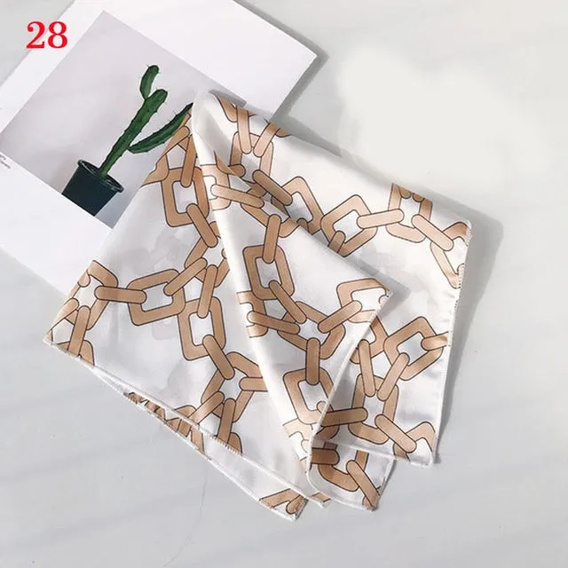 50*50cm Fashion Polka Dot Leopard Silk Scarf DIY New Styles Women Head Neck Small Square Scarf Satin Hair Ties Bands Neckerchief