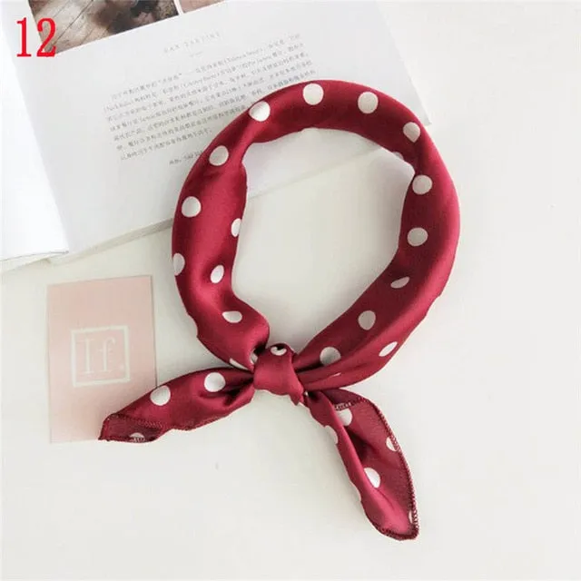 50*50cm Fashion Polka Dot Leopard Silk Scarf DIY New Styles Women Head Neck Small Square Scarf Satin Hair Ties Bands Neckerchief