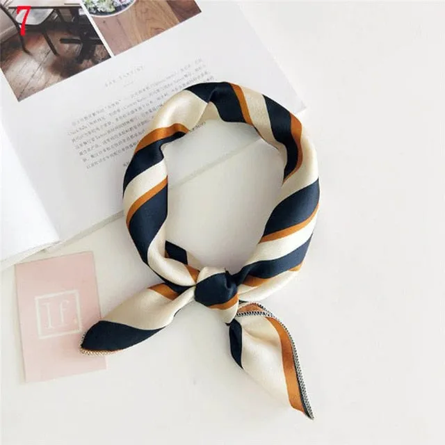50*50cm Fashion Polka Dot Leopard Silk Scarf DIY New Styles Women Head Neck Small Square Scarf Satin Hair Ties Bands Neckerchief