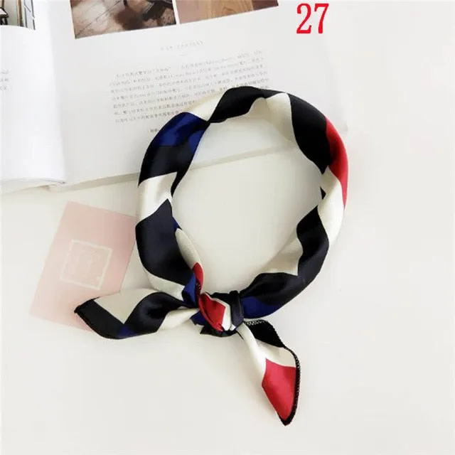 50*50cm Fashion Polka Dot Leopard Silk Scarf DIY New Styles Women Head Neck Small Square Scarf Satin Hair Ties Bands Neckerchief