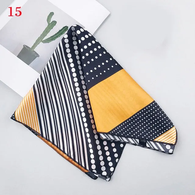 50*50cm Fashion Polka Dot Leopard Silk Scarf DIY New Styles Women Head Neck Small Square Scarf Satin Hair Ties Bands Neckerchief