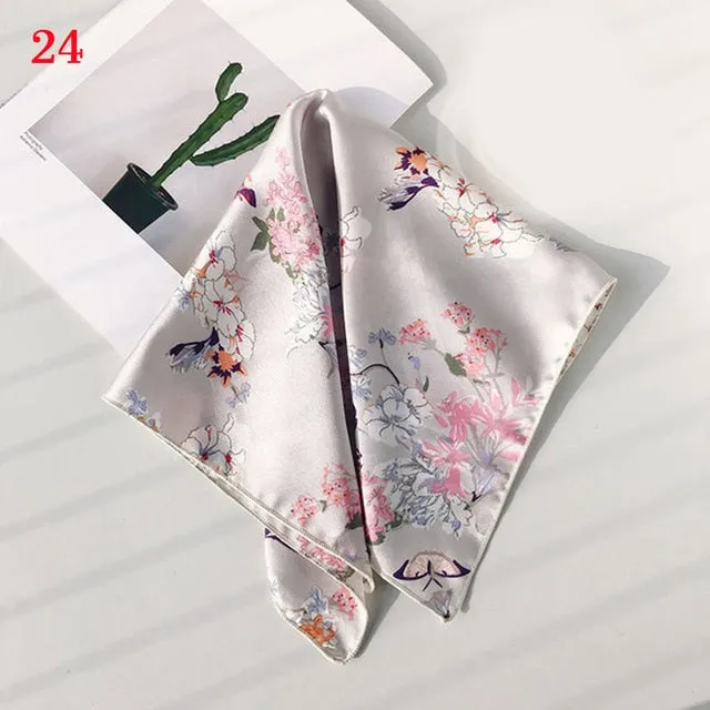 50*50cm Fashion Polka Dot Leopard Silk Scarf DIY New Styles Women Head Neck Small Square Scarf Satin Hair Ties Bands Neckerchief
