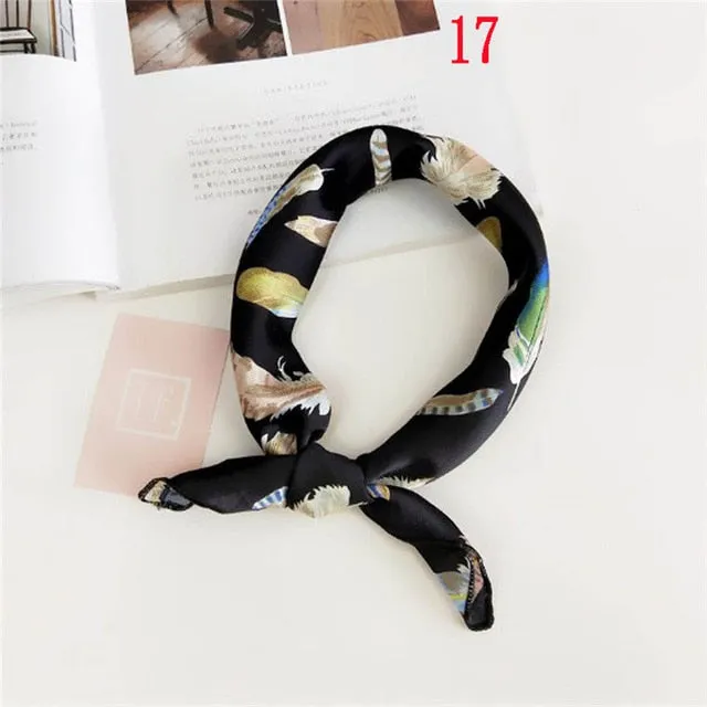 50*50cm Fashion Polka Dot Leopard Silk Scarf DIY New Styles Women Head Neck Small Square Scarf Satin Hair Ties Bands Neckerchief