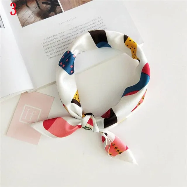 50*50cm Fashion Polka Dot Leopard Silk Scarf DIY New Styles Women Head Neck Small Square Scarf Satin Hair Ties Bands Neckerchief