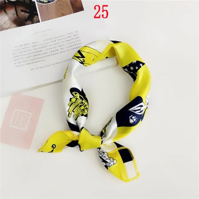 50*50cm Fashion Polka Dot Leopard Silk Scarf DIY New Styles Women Head Neck Small Square Scarf Satin Hair Ties Bands Neckerchief