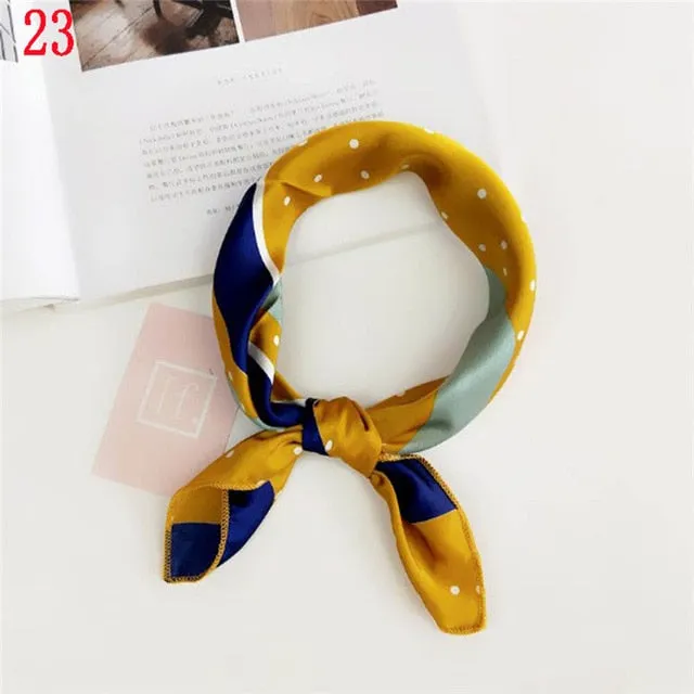 50*50cm Fashion Polka Dot Leopard Silk Scarf DIY New Styles Women Head Neck Small Square Scarf Satin Hair Ties Bands Neckerchief