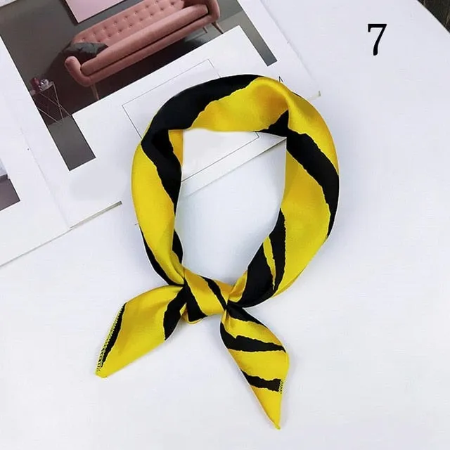 50*50cm Fashion Polka Dot Leopard Silk Scarf DIY New Styles Women Head Neck Small Square Scarf Satin Hair Ties Bands Neckerchief