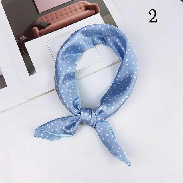 50*50cm Fashion Polka Dot Leopard Silk Scarf DIY New Styles Women Head Neck Small Square Scarf Satin Hair Ties Bands Neckerchief
