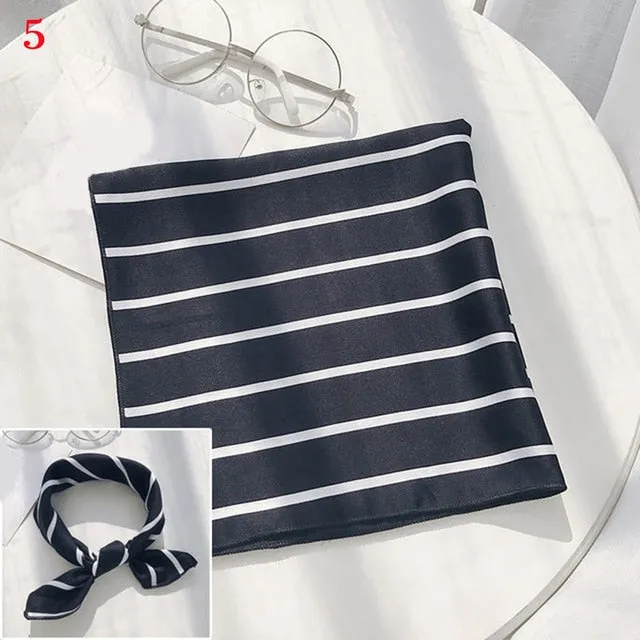 50*50cm Fashion Polka Dot Leopard Silk Scarf DIY New Styles Women Head Neck Small Square Scarf Satin Hair Ties Bands Neckerchief