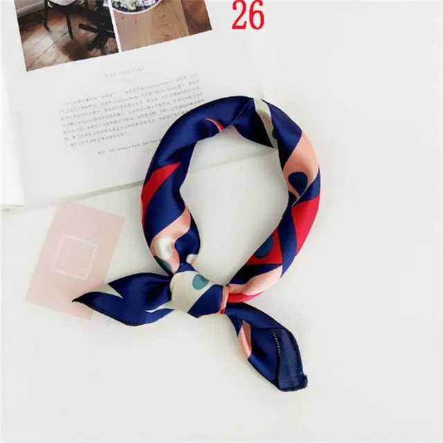 50*50cm Fashion Polka Dot Leopard Silk Scarf DIY New Styles Women Head Neck Small Square Scarf Satin Hair Ties Bands Neckerchief