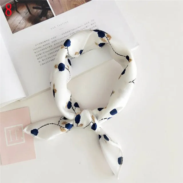 50*50cm Fashion Polka Dot Leopard Silk Scarf DIY New Styles Women Head Neck Small Square Scarf Satin Hair Ties Bands Neckerchief