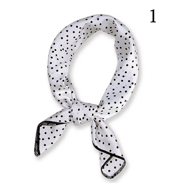 50*50cm Fashion Polka Dot Leopard Silk Scarf DIY New Styles Women Head Neck Small Square Scarf Satin Hair Ties Bands Neckerchief