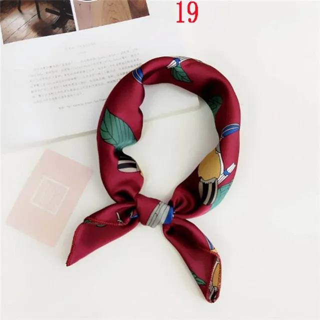 50*50cm Fashion Polka Dot Leopard Silk Scarf DIY New Styles Women Head Neck Small Square Scarf Satin Hair Ties Bands Neckerchief
