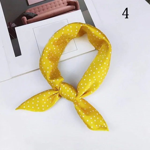 50*50cm Fashion Polka Dot Leopard Silk Scarf DIY New Styles Women Head Neck Small Square Scarf Satin Hair Ties Bands Neckerchief
