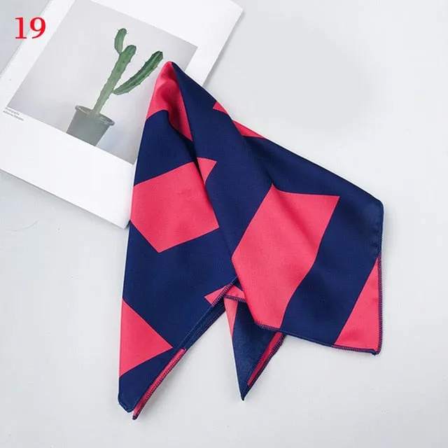50*50cm Fashion Polka Dot Leopard Silk Scarf DIY New Styles Women Head Neck Small Square Scarf Satin Hair Ties Bands Neckerchief