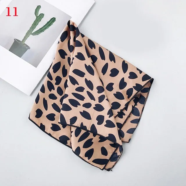 50*50cm Fashion Polka Dot Leopard Silk Scarf DIY New Styles Women Head Neck Small Square Scarf Satin Hair Ties Bands Neckerchief