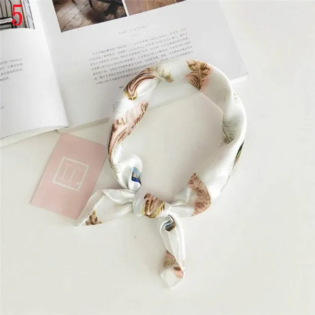 50*50cm Fashion Polka Dot Leopard Silk Scarf DIY New Styles Women Head Neck Small Square Scarf Satin Hair Ties Bands Neckerchief