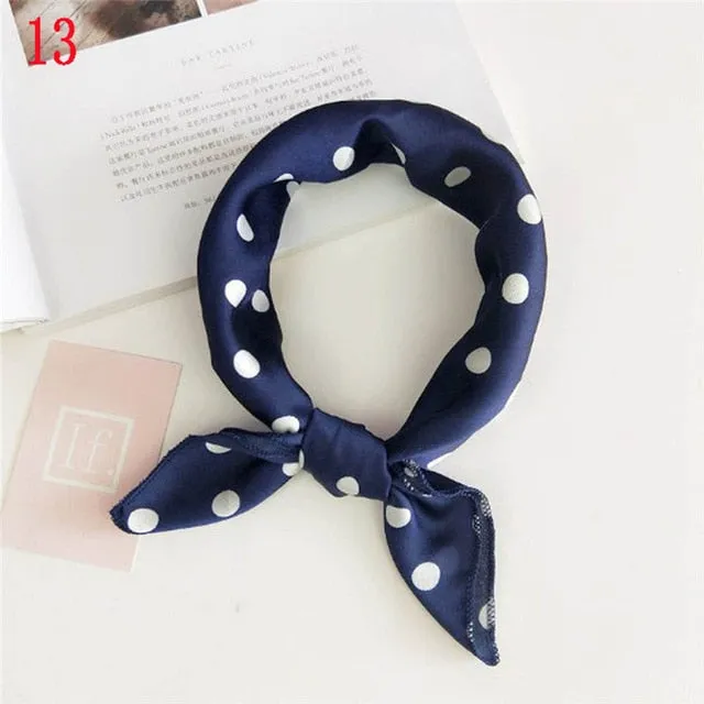 50*50cm Fashion Polka Dot Leopard Silk Scarf DIY New Styles Women Head Neck Small Square Scarf Satin Hair Ties Bands Neckerchief