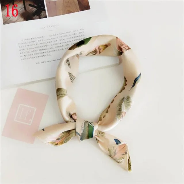 50*50cm Fashion Polka Dot Leopard Silk Scarf DIY New Styles Women Head Neck Small Square Scarf Satin Hair Ties Bands Neckerchief