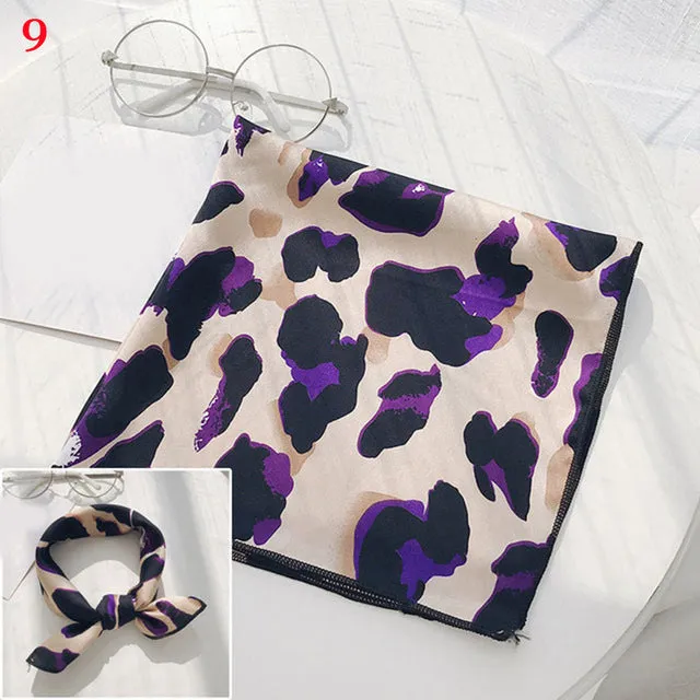 50*50cm Fashion Polka Dot Leopard Silk Scarf DIY New Styles Women Head Neck Small Square Scarf Satin Hair Ties Bands Neckerchief