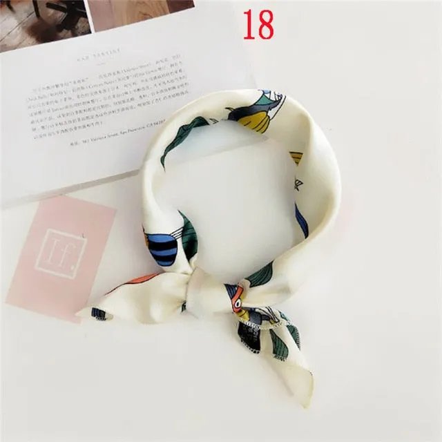 50*50cm Fashion Polka Dot Leopard Silk Scarf DIY New Styles Women Head Neck Small Square Scarf Satin Hair Ties Bands Neckerchief