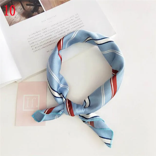 50*50cm Fashion Polka Dot Leopard Silk Scarf DIY New Styles Women Head Neck Small Square Scarf Satin Hair Ties Bands Neckerchief