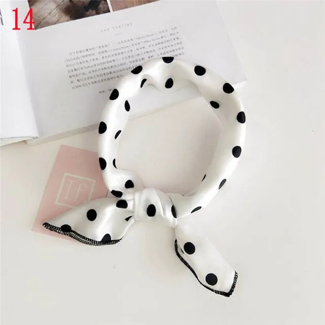 50*50cm Fashion Polka Dot Leopard Silk Scarf DIY New Styles Women Head Neck Small Square Scarf Satin Hair Ties Bands Neckerchief
