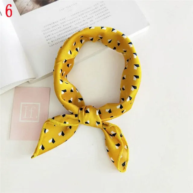 50*50cm Fashion Polka Dot Leopard Silk Scarf DIY New Styles Women Head Neck Small Square Scarf Satin Hair Ties Bands Neckerchief