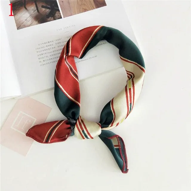 50*50cm Fashion Polka Dot Leopard Silk Scarf DIY New Styles Women Head Neck Small Square Scarf Satin Hair Ties Bands Neckerchief