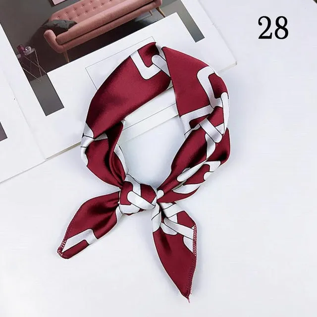 50*50cm Fashion Polka Dot Leopard Silk Scarf DIY New Styles Women Head Neck Small Square Scarf Satin Hair Ties Bands Neckerchief