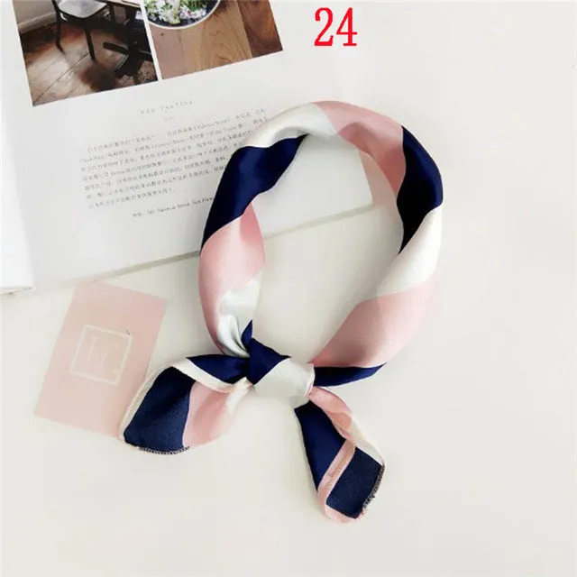 50*50cm Fashion Polka Dot Leopard Silk Scarf DIY New Styles Women Head Neck Small Square Scarf Satin Hair Ties Bands Neckerchief