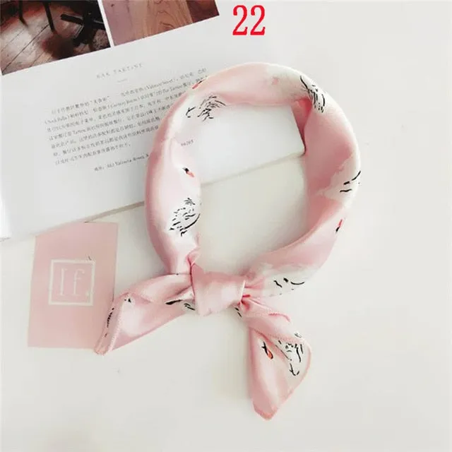 50*50cm Fashion Polka Dot Leopard Silk Scarf DIY New Styles Women Head Neck Small Square Scarf Satin Hair Ties Bands Neckerchief