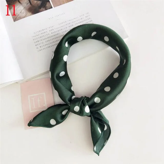 50*50cm Fashion Polka Dot Leopard Silk Scarf DIY New Styles Women Head Neck Small Square Scarf Satin Hair Ties Bands Neckerchief