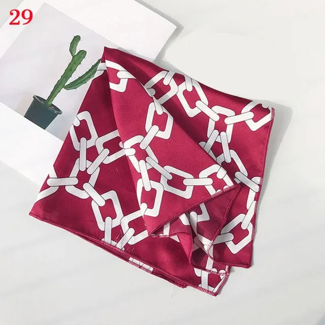 50*50cm Fashion Polka Dot Leopard Silk Scarf DIY New Styles Women Head Neck Small Square Scarf Satin Hair Ties Bands Neckerchief
