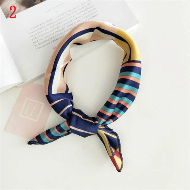 50*50cm Fashion Polka Dot Leopard Silk Scarf DIY New Styles Women Head Neck Small Square Scarf Satin Hair Ties Bands Neckerchief
