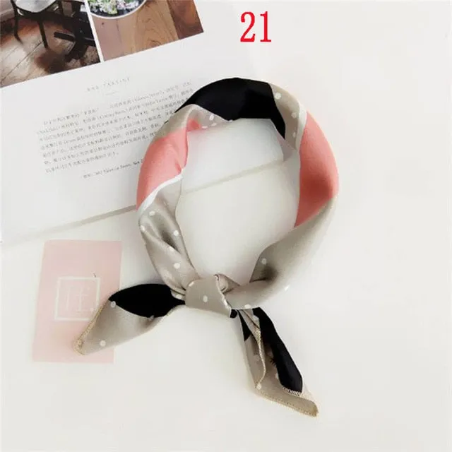 50*50cm Fashion Polka Dot Leopard Silk Scarf DIY New Styles Women Head Neck Small Square Scarf Satin Hair Ties Bands Neckerchief