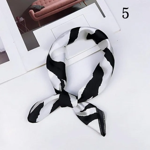 50*50cm Fashion Polka Dot Leopard Silk Scarf DIY New Styles Women Head Neck Small Square Scarf Satin Hair Ties Bands Neckerchief