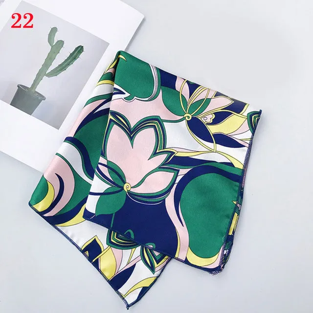50*50cm Fashion Polka Dot Leopard Silk Scarf DIY New Styles Women Head Neck Small Square Scarf Satin Hair Ties Bands Neckerchief