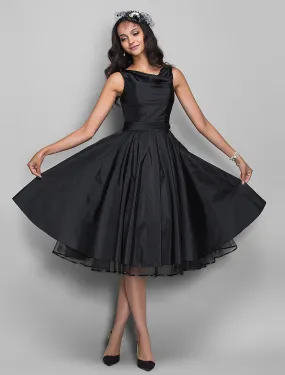 Aimishang  A-Line Cocktail Dresses Vintage Dress Halloween Knee Length Sleeveless V Neck Taffeta with Pleats Crystals