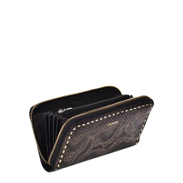 BD211PI - Cuadra black fashion python leather wallet clutch for women